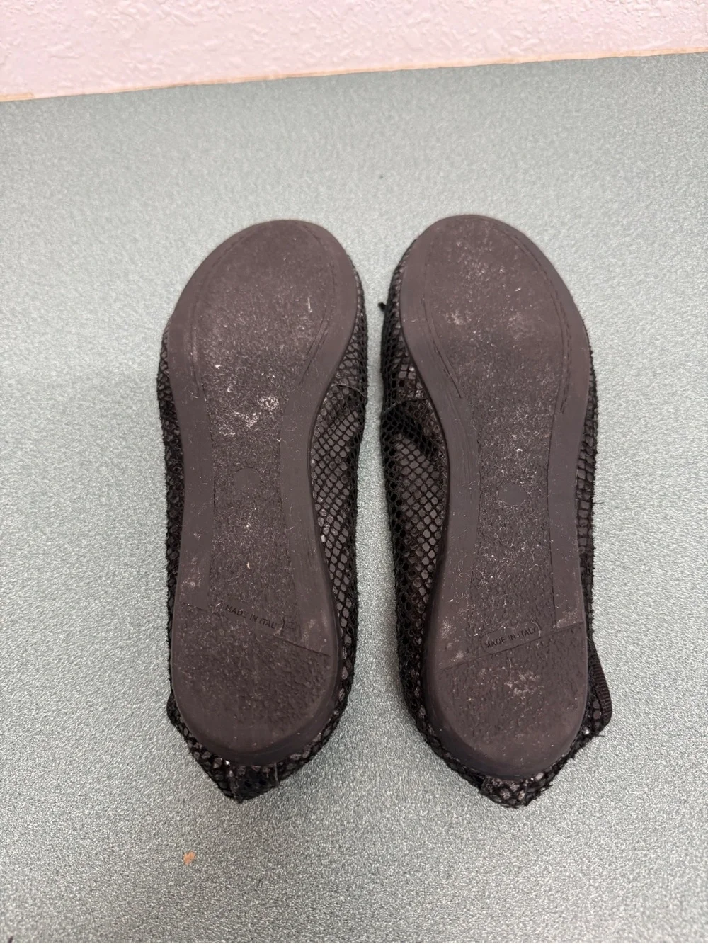 Italian Shoemaker Contesa Black Snake-Texture Leather Ballet Flat Women’s 7